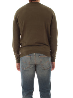 Sun 68 maglia girocollo in misto lana da uomo militare scuro