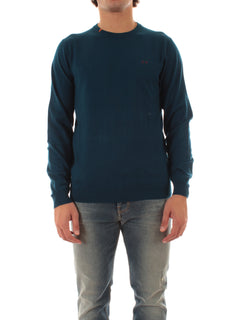 Sun 68 maglia girocollo in misto lana da uomo petrolio