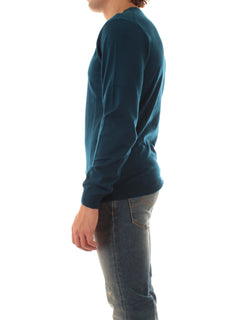 Sun 68 maglia girocollo in misto lana da uomo petrolio