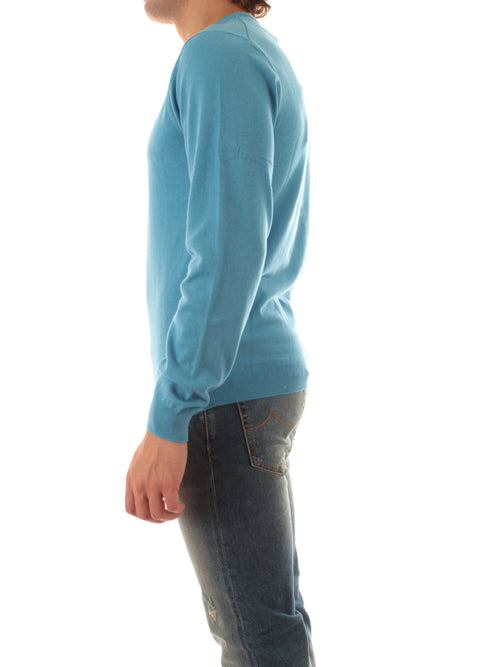 Sun 68 maglia girocollo in misto lana da uomo sky blue