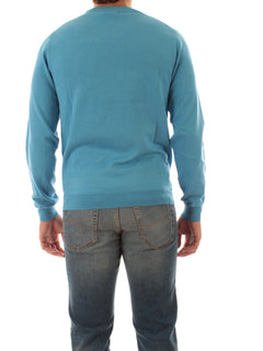 Sun 68 maglia girocollo in misto lana da uomo sky blue