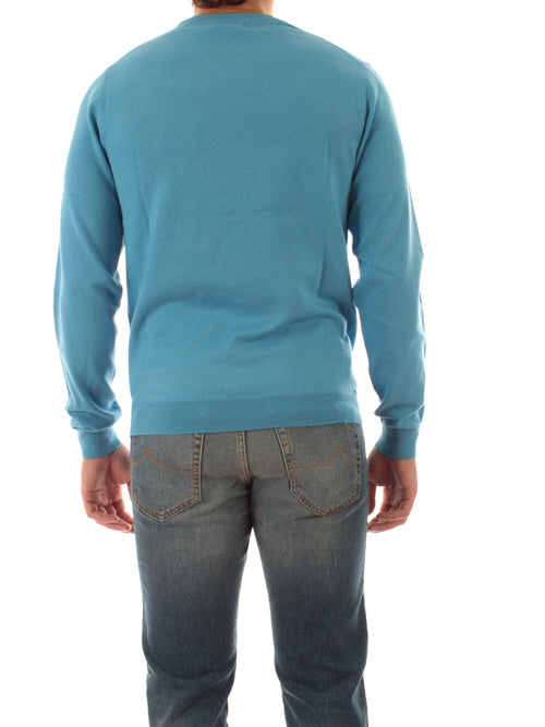 Sun 68 maglia girocollo in misto lana da uomo sky blue