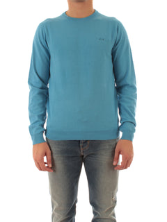 Sun 68 maglia girocollo in misto lana da uomo sky blue