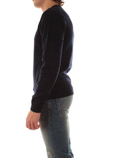 Sun 68 maglia girocollo in lana e cashmere da uomo navy blue