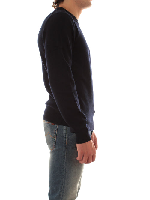 Sun 68 maglia girocollo in lana e cashmere da uomo navy blue