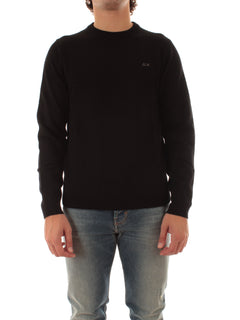 Sun 68 maglia girocollo in lana e cashmere da uomo nero