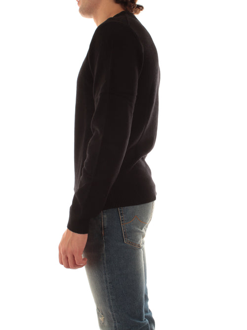 Sun 68 maglia girocollo in lana e cashmere da uomo nero