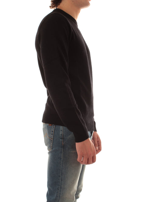 Sun 68 maglia girocollo in lana e cashmere da uomo nero