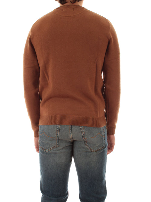 Sun 68 maglia girocollo in lana e cashmere da uomo deserto