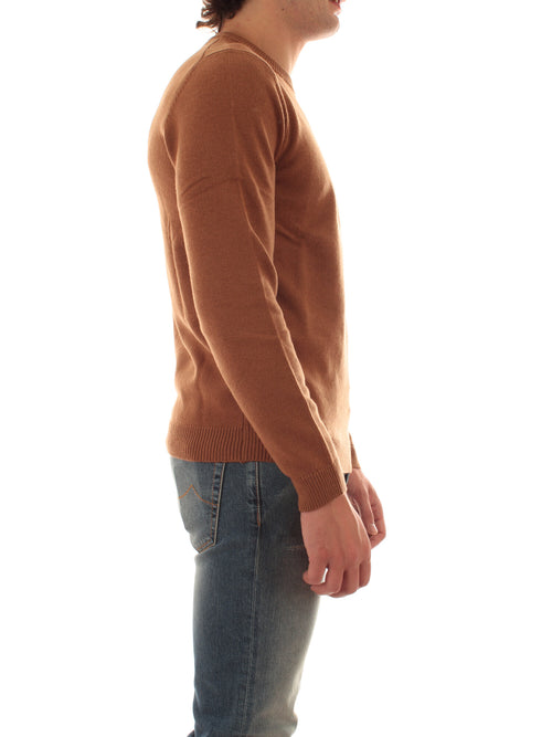 Sun 68 maglia girocollo in lana e cashmere da uomo deserto