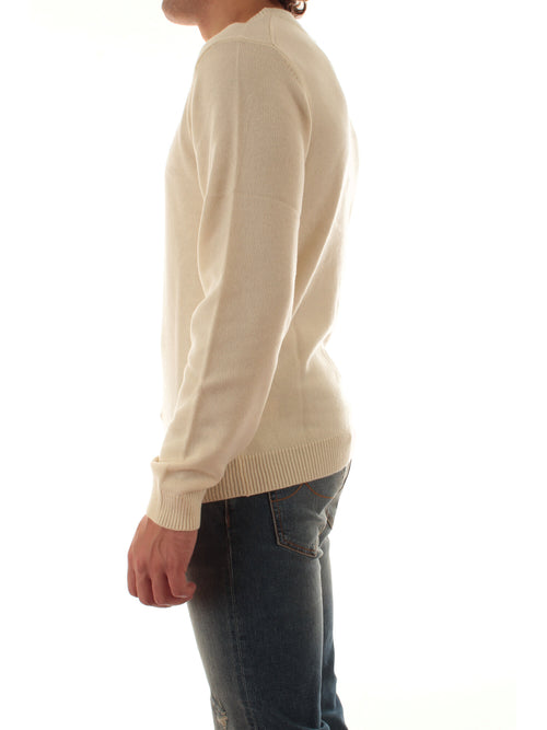 Sun 68 maglia girocollo in lana e cashmere da uomo bianco panna