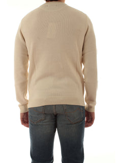 Sun 68 maglia girocollo in lana e cashmere da uomo bianco panna