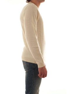 Sun 68 maglia girocollo in lana e cashmere da uomo bianco panna