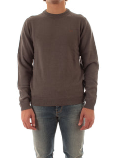 Sun 68 maglia girocollo in lana e cashmere da uomo grigio scuro