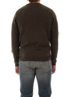 Sun 68 maglia girocollo in lana e cashmere da uomo militare scuro