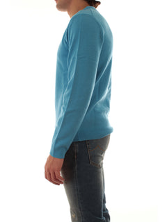 Sun 68 maglia girocollo in lana e cashmere da uomo sky blue