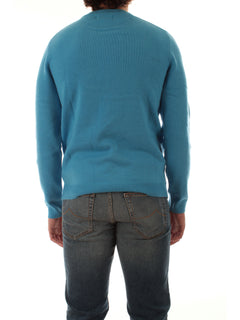 Sun 68 maglia girocollo in lana e cashmere da uomo sky blue