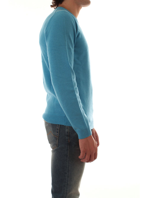 Sun 68 maglia girocollo in lana e cashmere da uomo sky blue