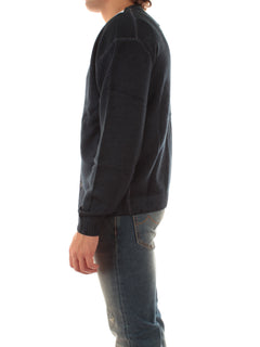 Sun 68 cardigan in lana effetto vintage da uomo navy blue