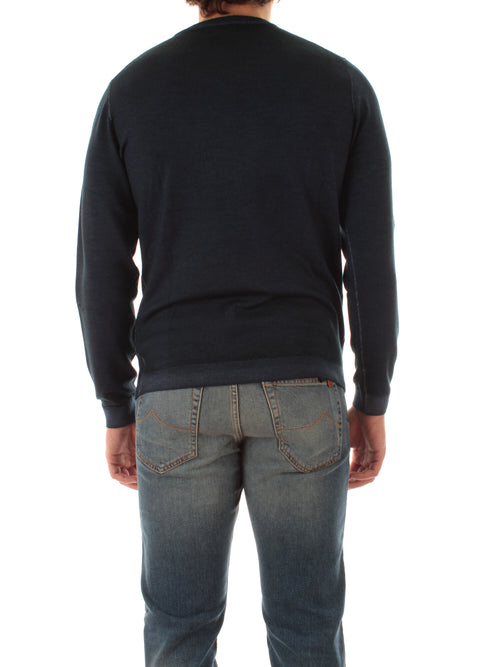 Sun 68 maglia girocollo in lana vintage da uomo navy blue