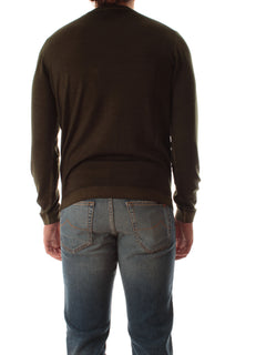 Sun 68 maglia girocollo in lana vintage da uomo militare scuro