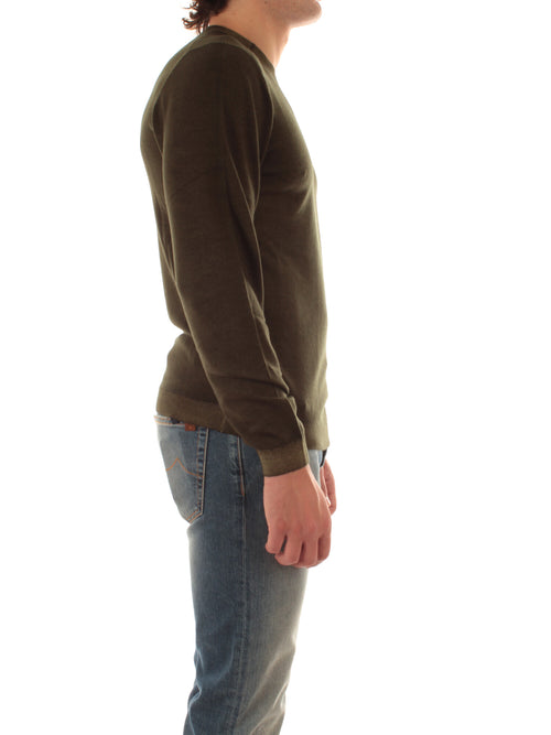 Sun 68 maglia girocollo in lana vintage da uomo militare scuro