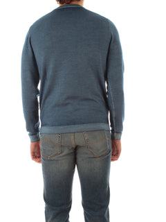 Sun 68 maglia girocollo in lana vintage da uomo avio scuro