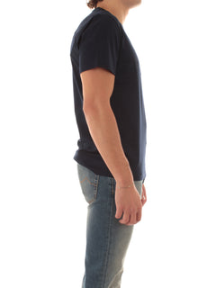 Sun 68 T-shirt in jersey di cotone con taschino da uomo navy blue