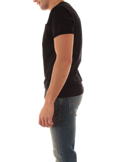 Sun 68 T-shirt in jersey di cotone con taschino da uomo nero