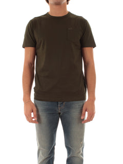 Sun 68 T-shirt in jersey di cotone con taschino da uomo militare scuro