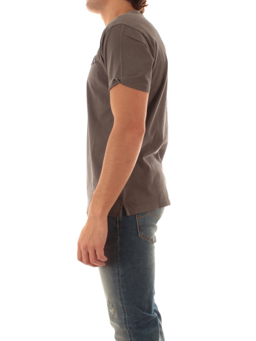 Sun 68 T-shirt in cotone vintage da uomo grigio scuro