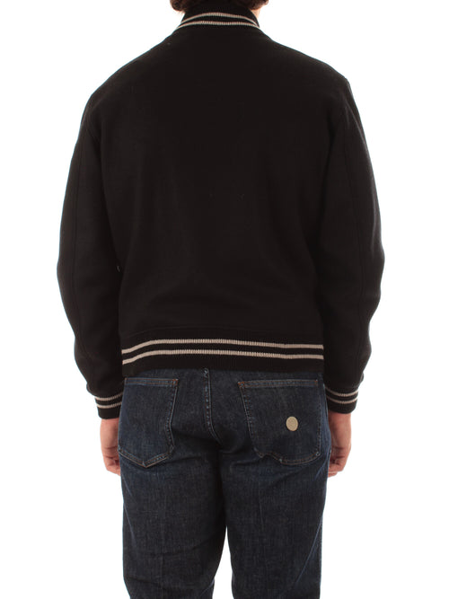 Luigi Bianchi Mantova bomber college in lana nero da uomo