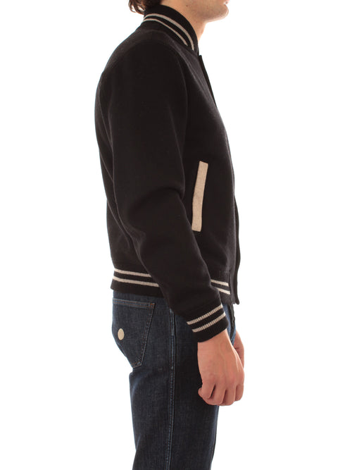 Luigi Bianchi Mantova bomber college in lana nero da uomo