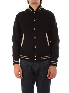 Luigi Bianchi Mantova bomber college in lana nero da uomo