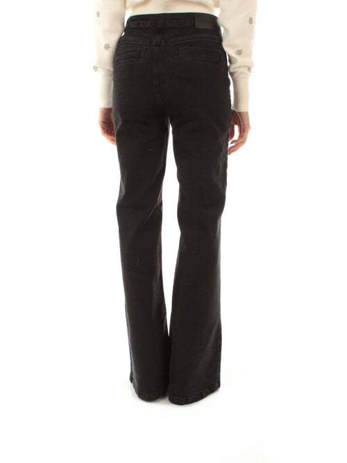 Twinset jeans wide leg da donna nero