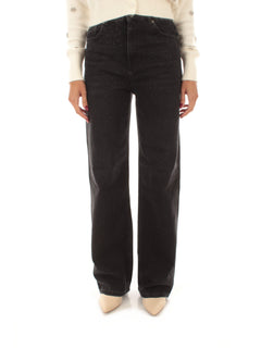 Twinset jeans wide leg con strass da donna nero