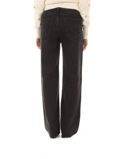 Twinset jeans wide leg con strass da donna nero