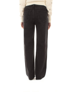 Twinset jeans wide leg con strass da donna nero