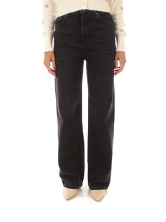 Twinset jeans wide leg con strass da donna nero