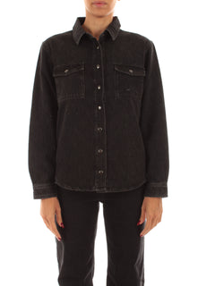 Twinset camicia in denim con strass da donna nero