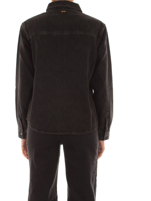 Twinset camicia in denim con strass da donna nero