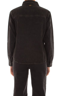 Twinset camicia in denim con strass da donna nero