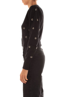 Twinset cardigan crop con castoni da donna nero
