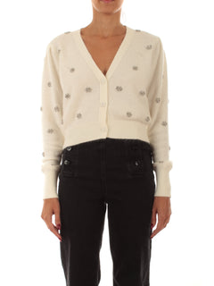 Twinset cardigan crop con castoni da donna neve