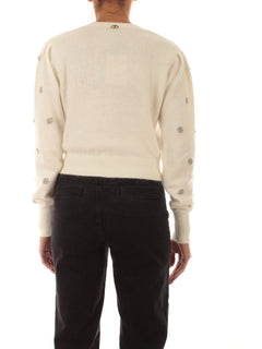 Twinset cardigan crop con castoni da donna neve