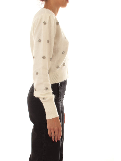 Twinset cardigan crop con castoni da donna neve