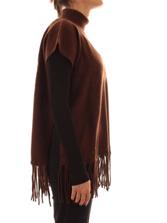 Patrizia Pepe poncho in cashmere con frange da donna earth brown