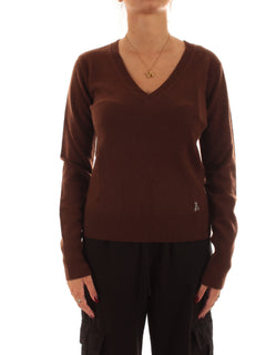 Patrizia Pepe maglia in cashmere con scollo a V da donna earth brown