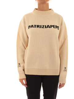 Patrizia Pepe maglia in lana natural dust da donna