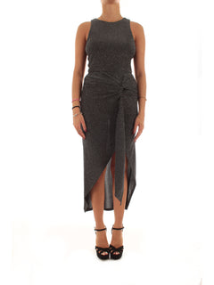 Patrizia Pepe abito in filato lurex da donna nero silver
